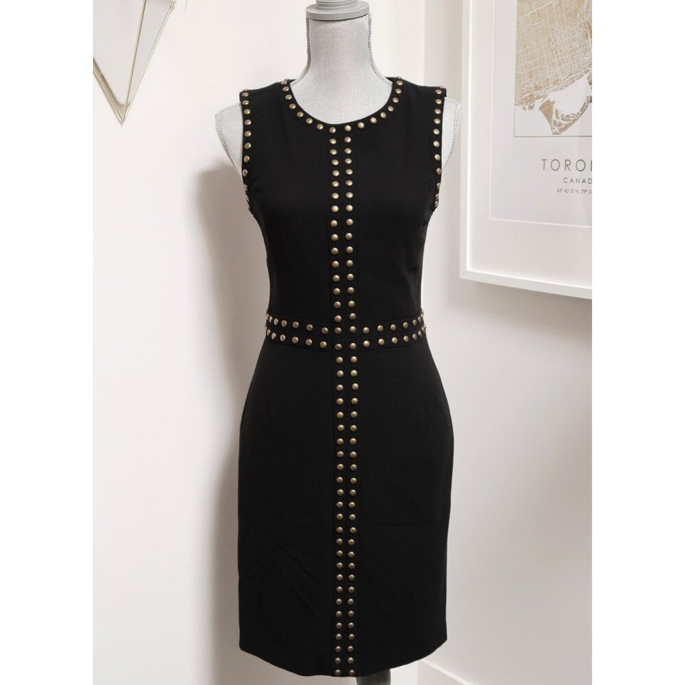 HALOGEN Black Studded Mini Dress